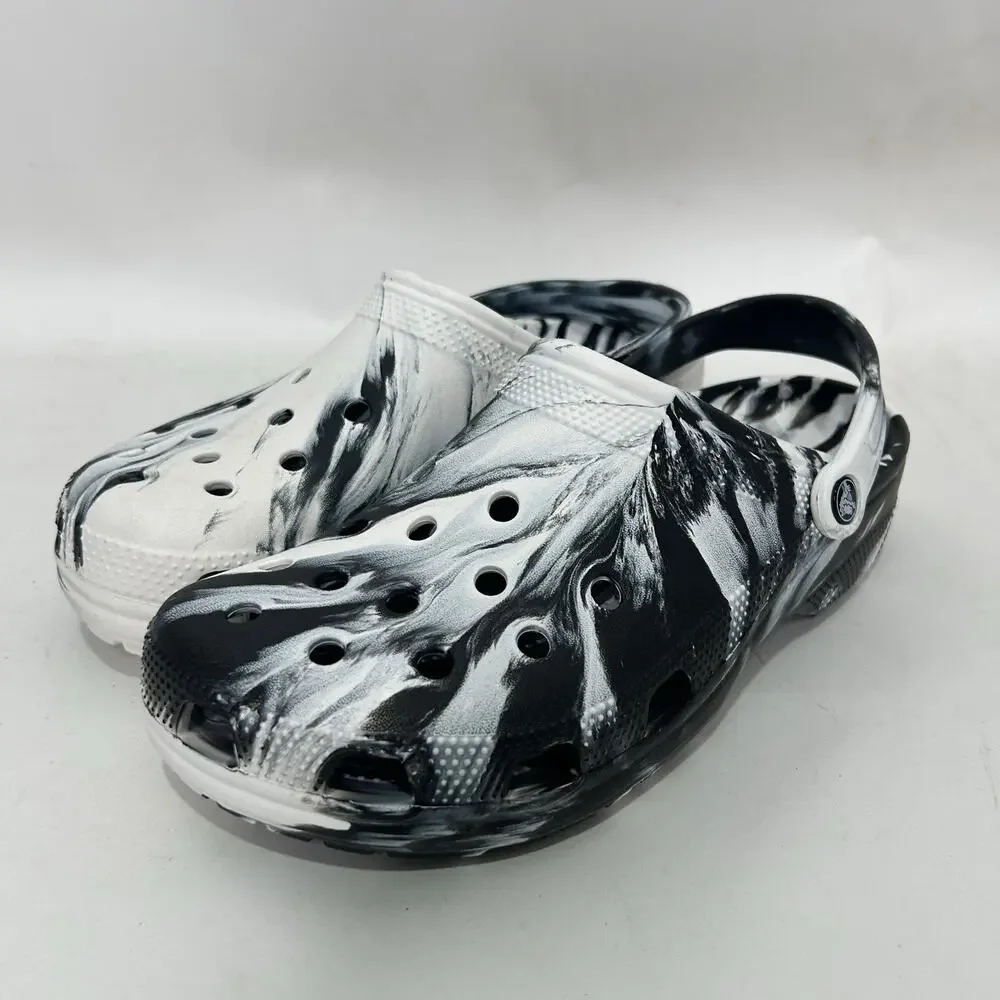 Crocs Classic Clog Slip-On “Marbled White Black”